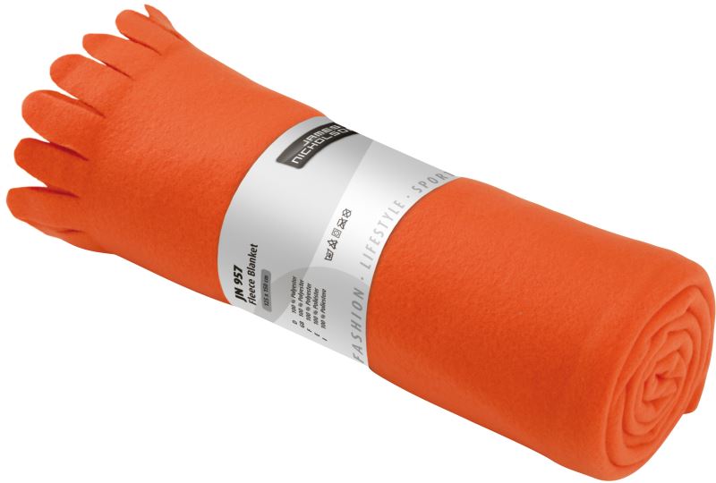 Levně Fleecová deka s třásněmi - orange