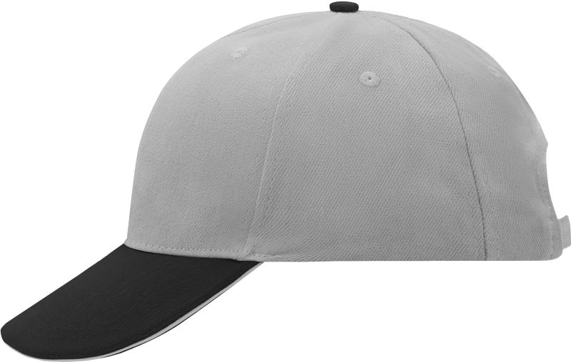 6 panelová sandwich kšiltovka - light grey/black/light grey
