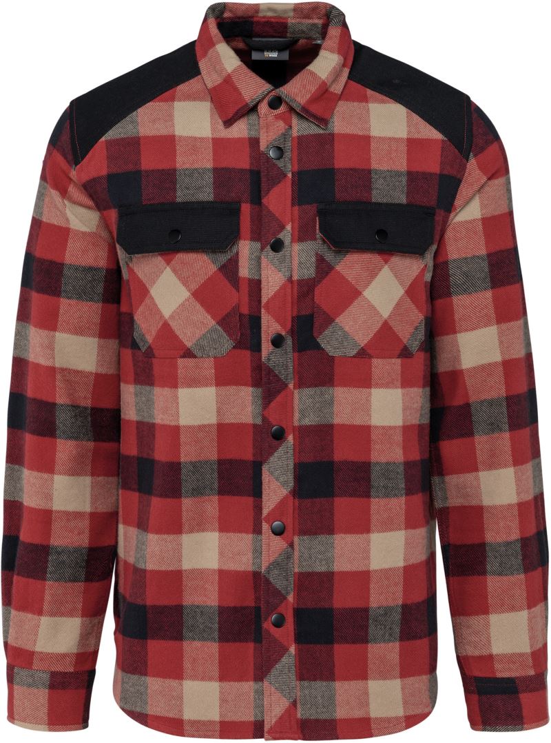 Levně Pracovní kostkovaná košile - red/dark beige/black