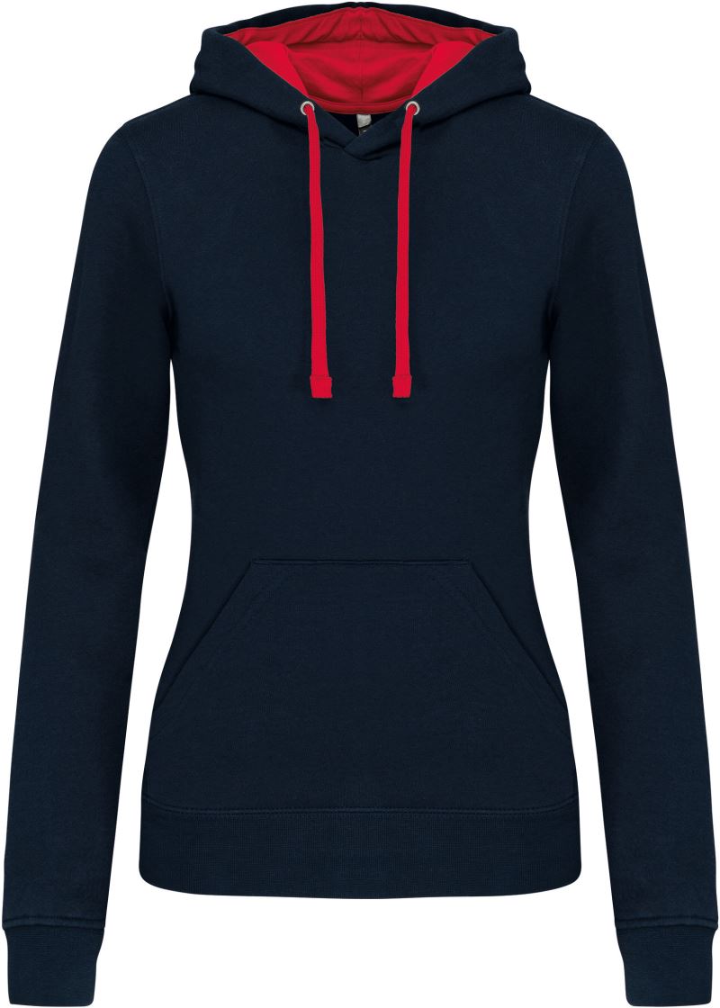 Levně Dámská mikina s kontrastní kapucí - navy/red
