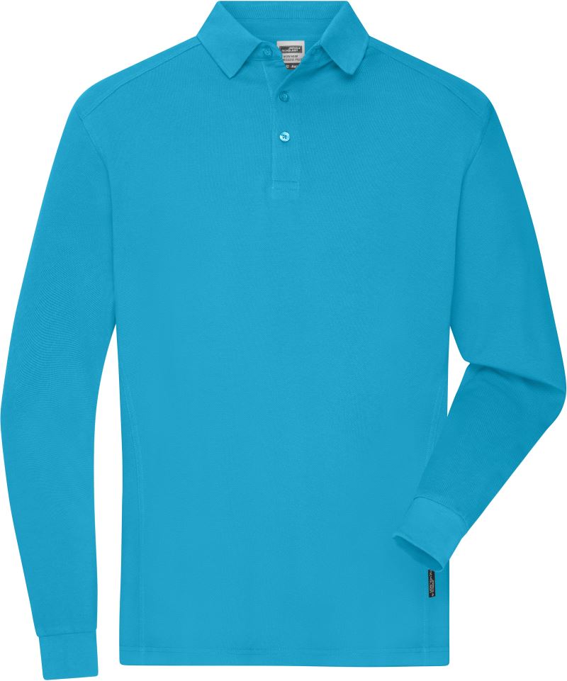 Levně Pánské pracovní piqué polo s dlouhým rukávem - turquoise