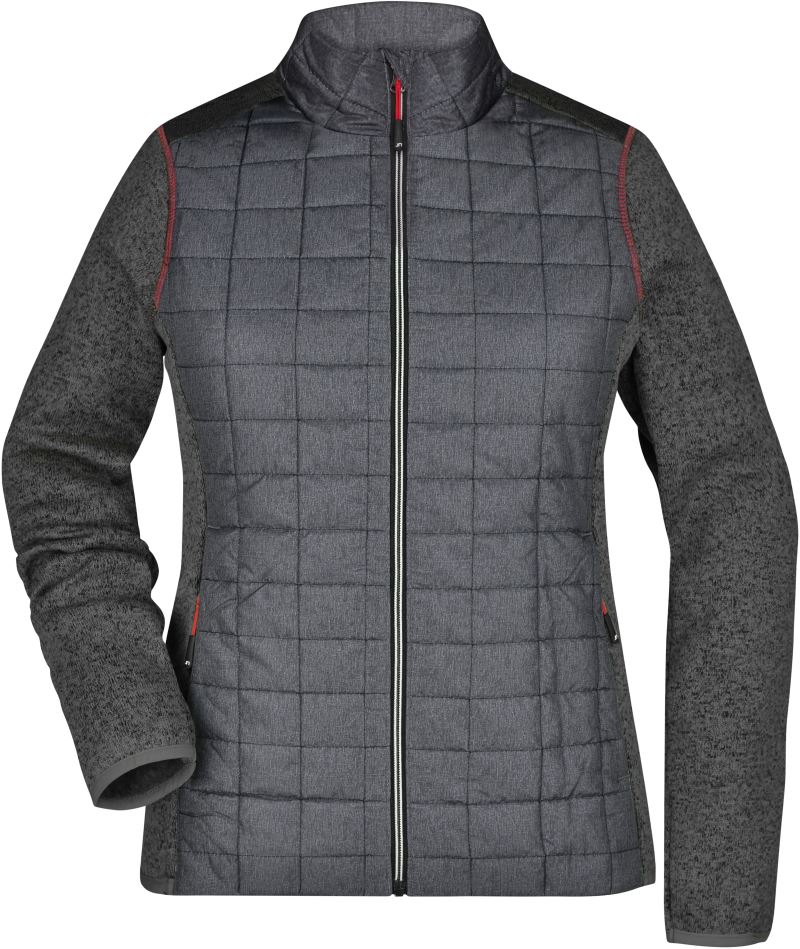 Dámská pletená hybridní bunda - grey melange/anthracite melange