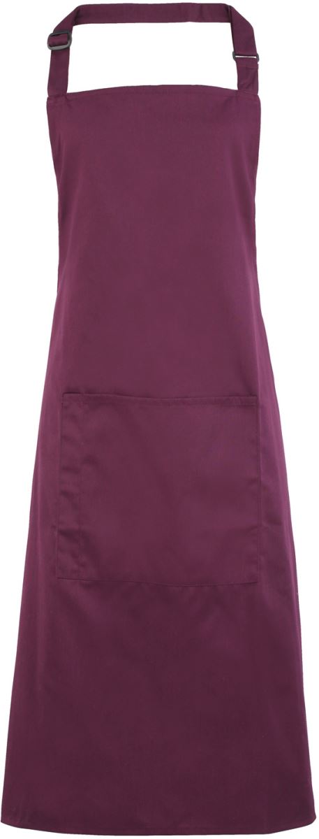 Levně Zástěra s laclem a kapsou na břiše "Colours" - aubergine