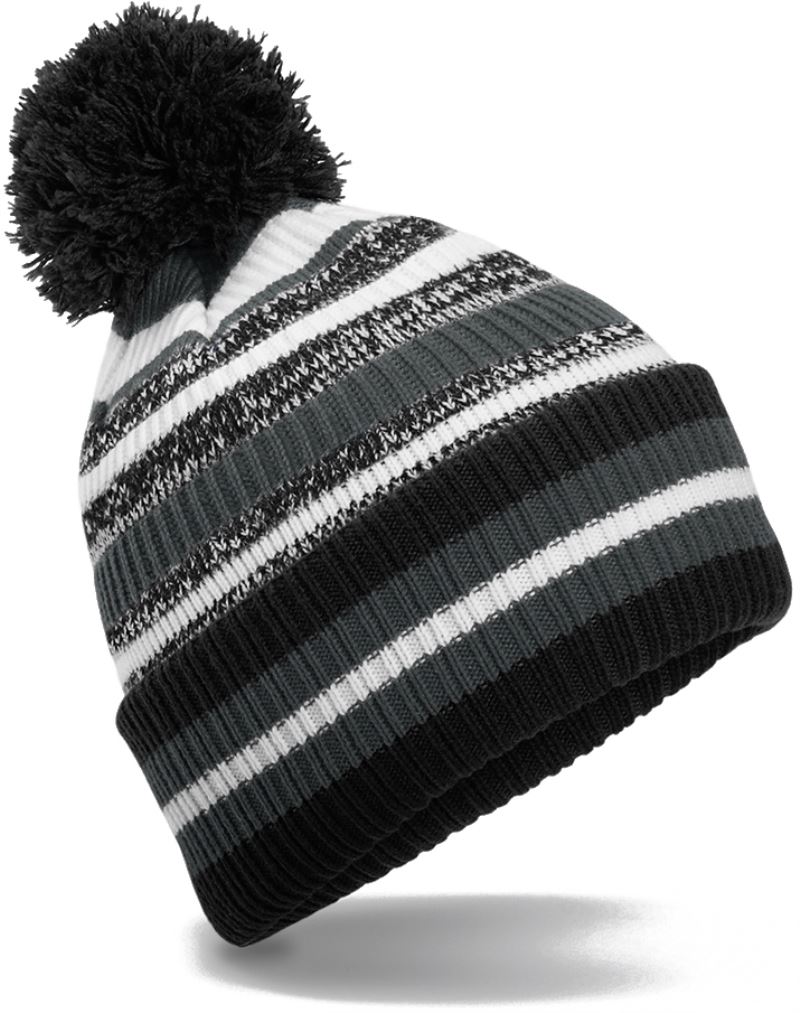 Levně Pletená čepice s pruhy "Fan" - black/graphite grey/white