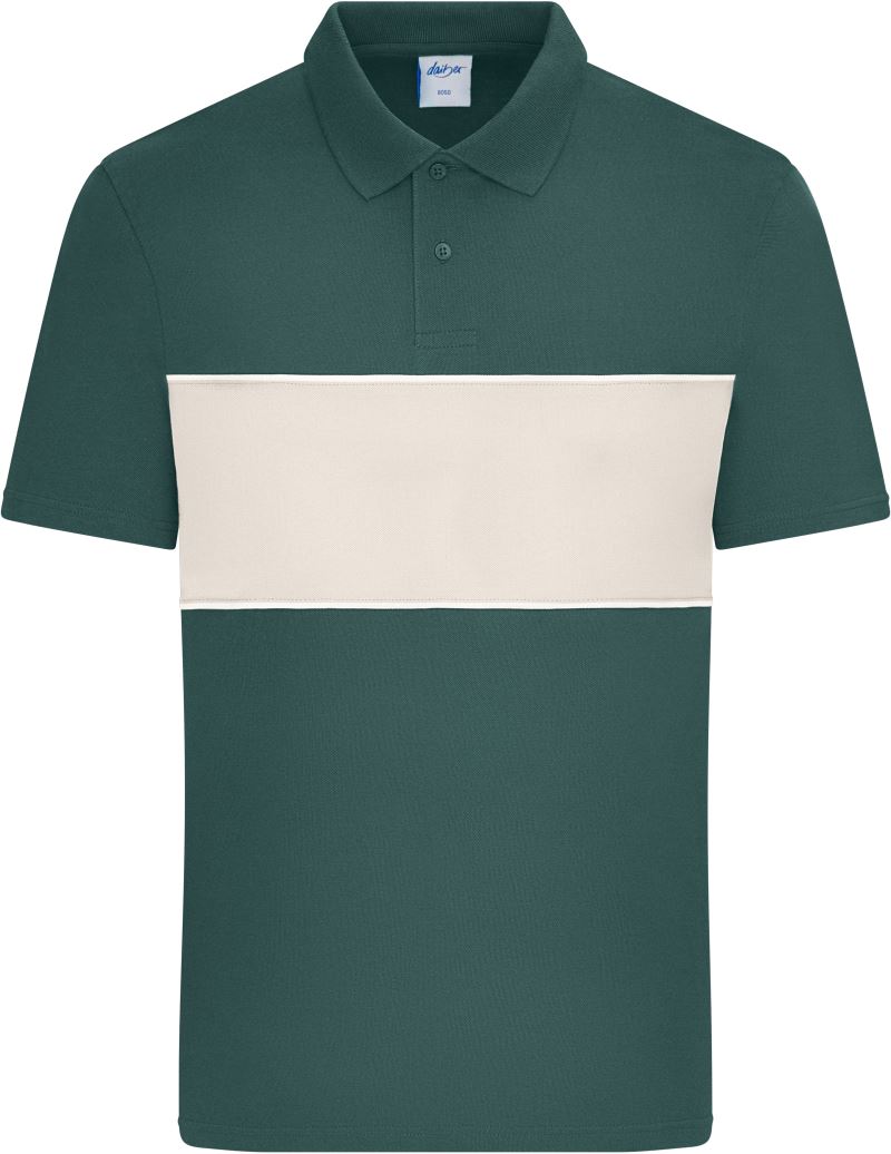 Levně Bio polo "Colour-Block" - smoky green/sandstone