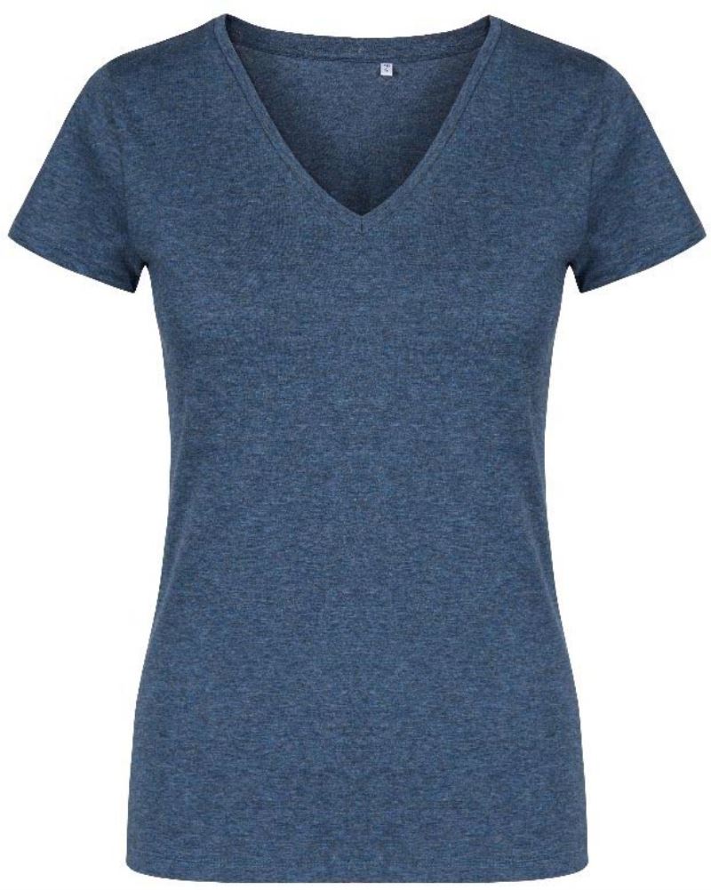 Levně Dámské tričko X.O s výstřihem do V - heather navy