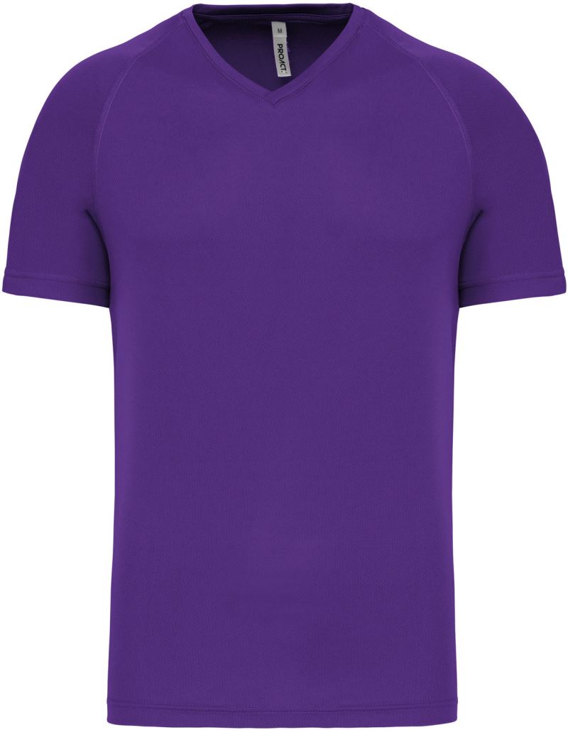 Pánské sportovní tričko s výstřihem do V - violet