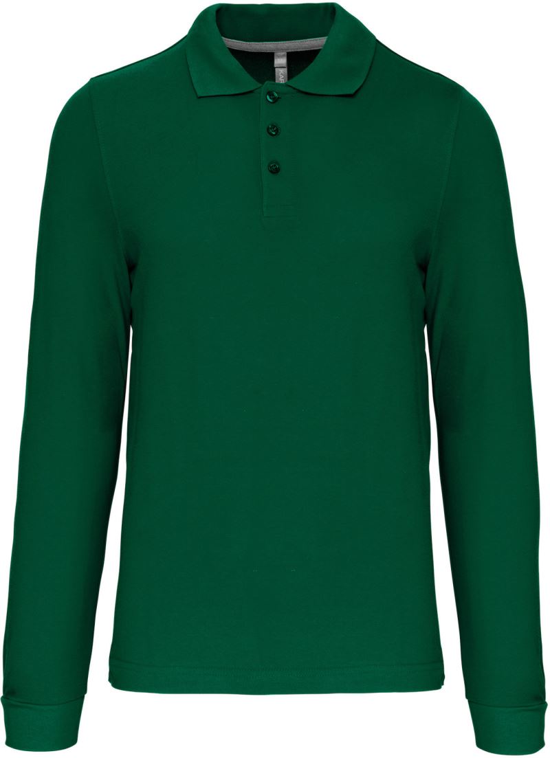 Levně Pánské piqué polo s dlouhým rukávem - kelly green