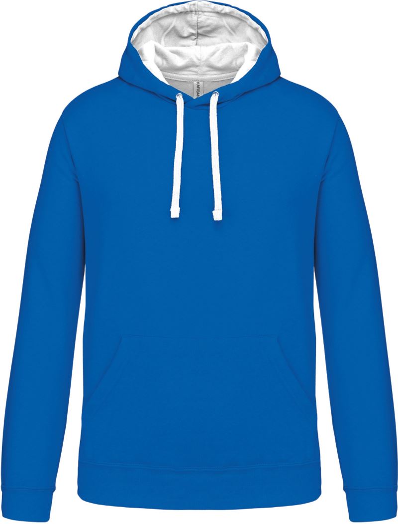 Levně Kontrastní mikina s kapucí - light royal blue/white