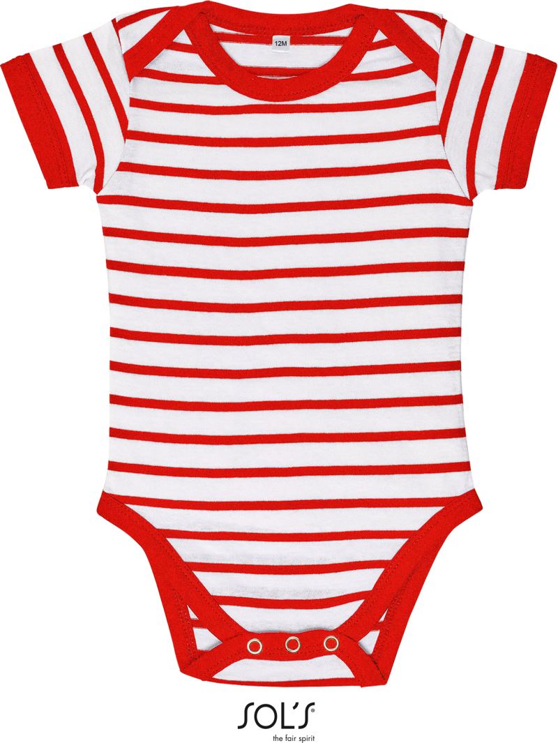 Levně Dětské pruhované body - white/red