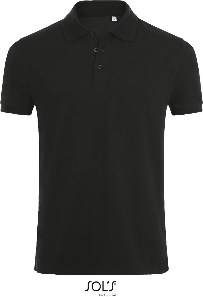 Levně Pánské elastické piqué polo - black