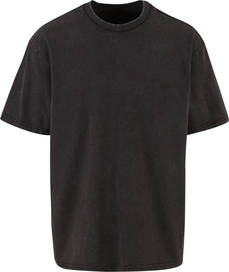 Levně Pánské tričko z těžké bavlny "Stonewash" - black