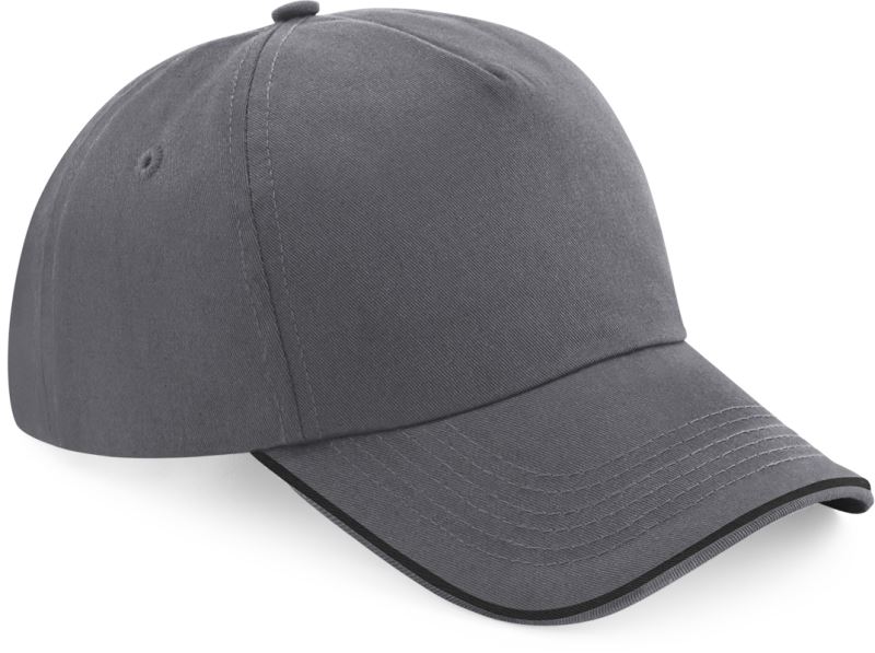 Levně 5 panelová kšiltovka "Authentic Piped Peak" - graphite grey/black