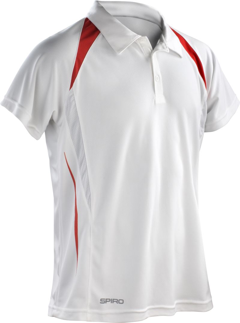 Levně Pánské týmové piqué polo - white/red