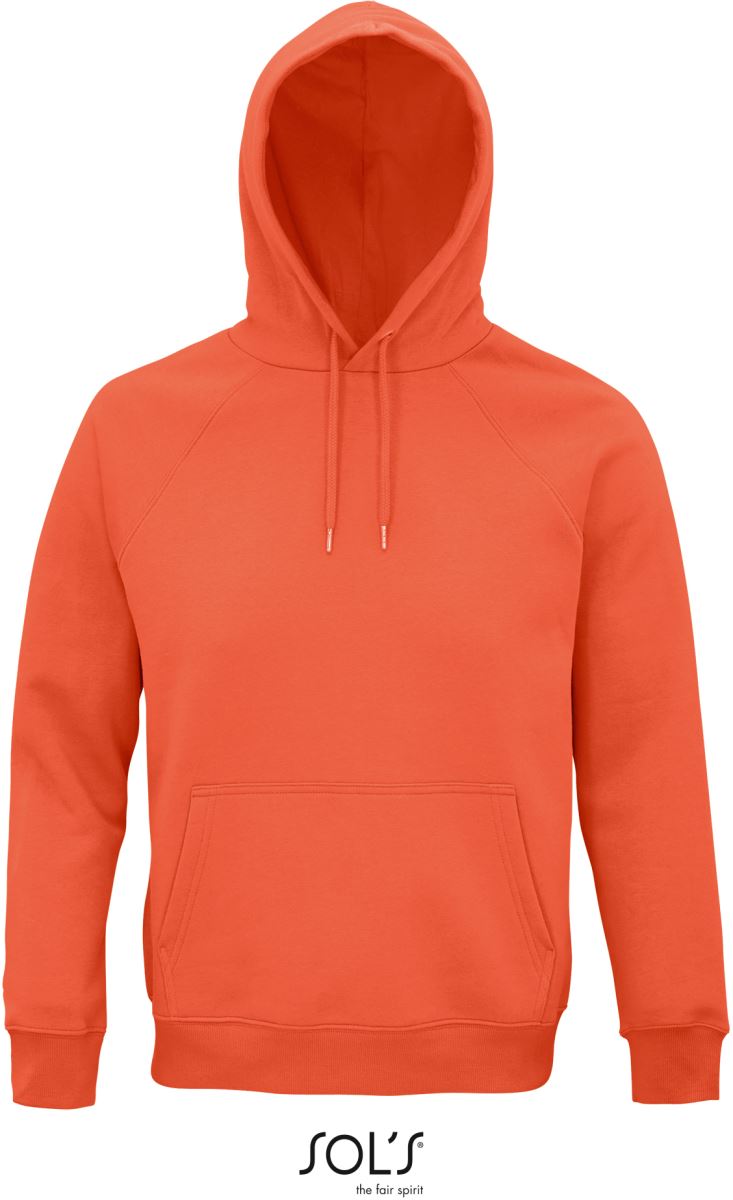 Levně Unisex raglánová mikina s kapucí z bio bavlny - burnt orange