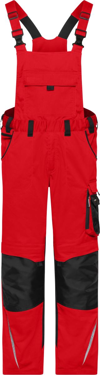 Levně Pracovní kalhoty s laclem - Strong - red/black