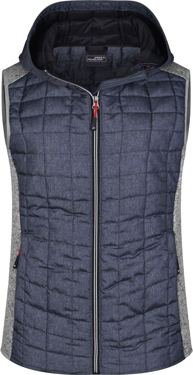 Levně Dámská pletená hybridní vesta - light melange/anthracite melange