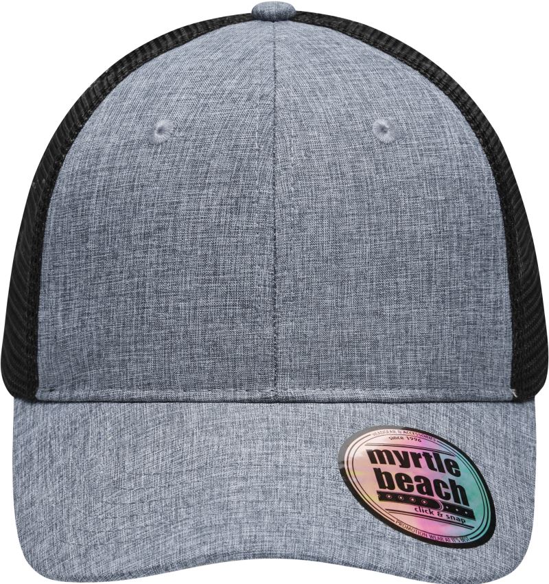 Levně 6 panelová síťovaná kšiltovka - grey melange/black