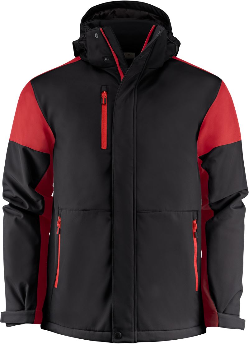 Levně Pánská zimní softshellová bunda - black/red