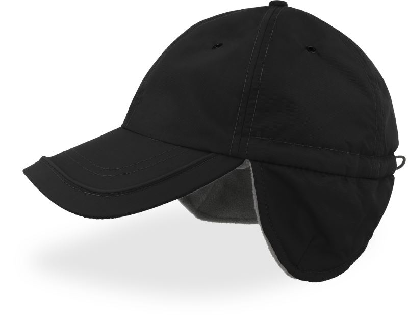 Levně 6 panelová kšiltovka s ochranou uší - black