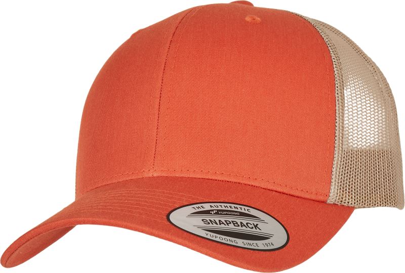 Levně 6 panelová vintage kšiltovka "Trucker" - rustic orange/khaki