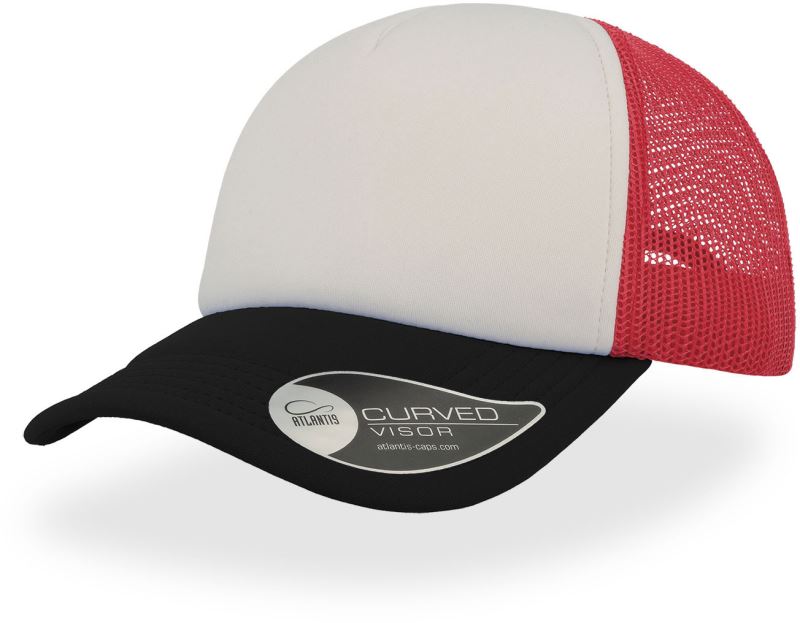 Levně 5 panelová síťovaná kšiltovka - white/red/black