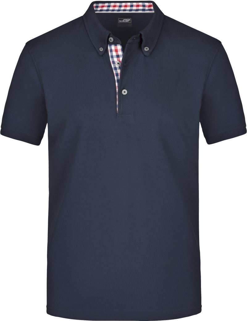 Levně Pánské piqué polo button-down - navy/red-navy-white