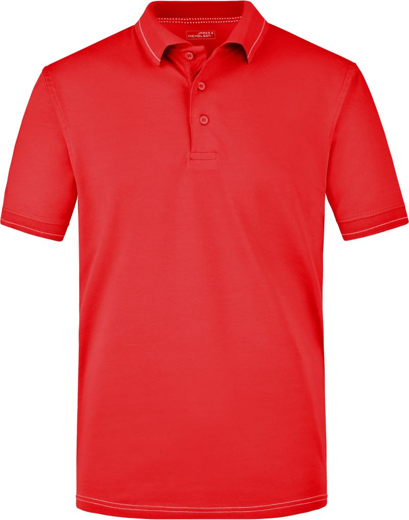 Levně Pánské žerzejové elastické polo - red/white