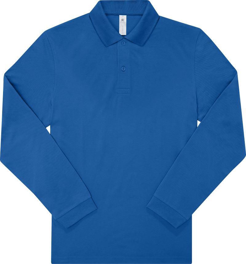 Levně Piqué polo s dlouhým rukávem z těžké bavlny - royal blue
