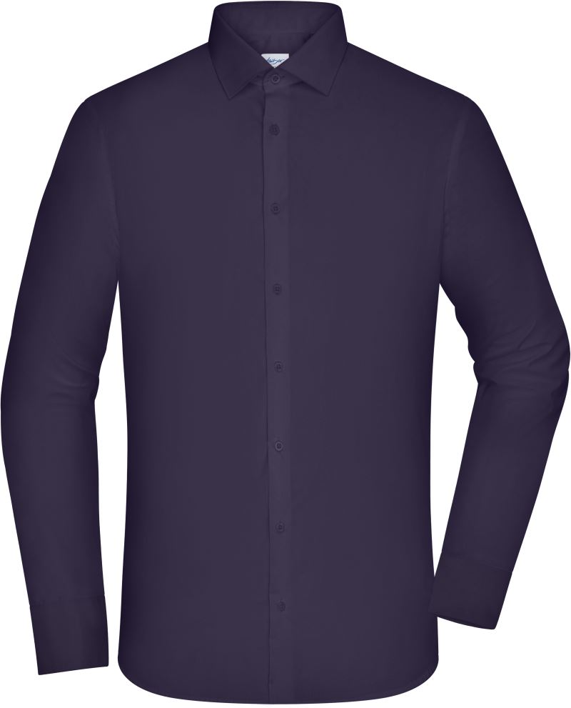 Levně Popelínová košile slim fit s dlouhým rukávem - deep purple