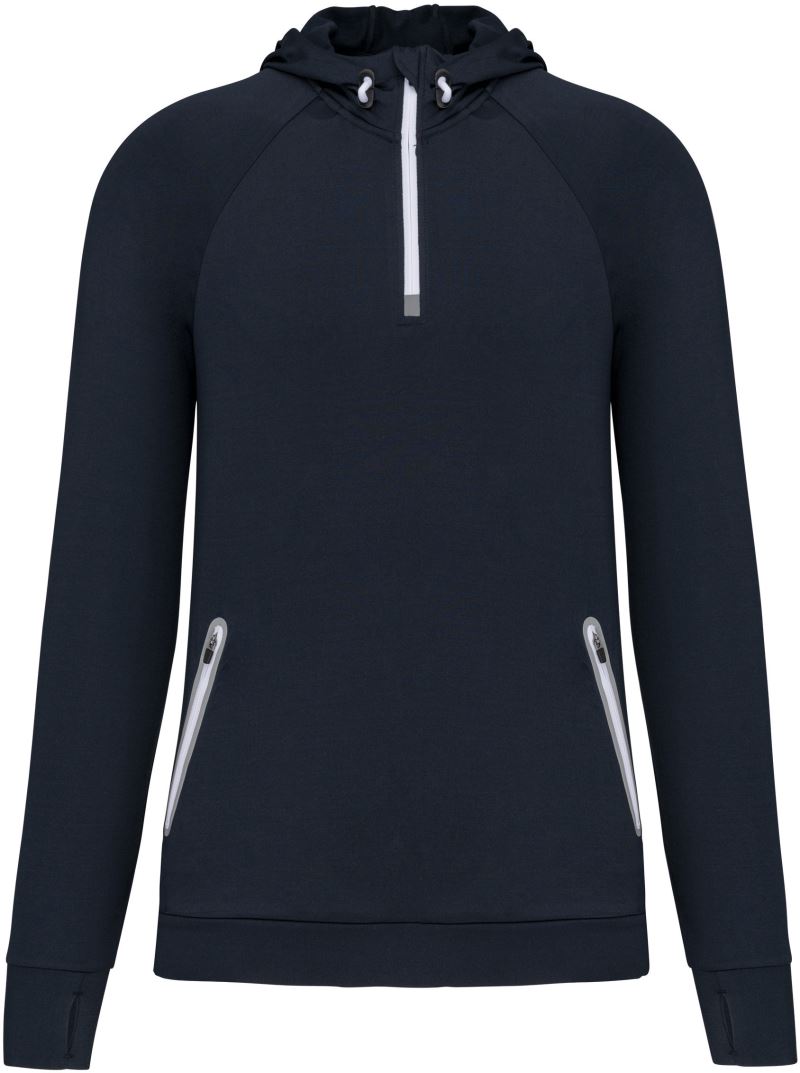 Levně Sportovní mikina s kapucí a 1/4 zipem - navy
