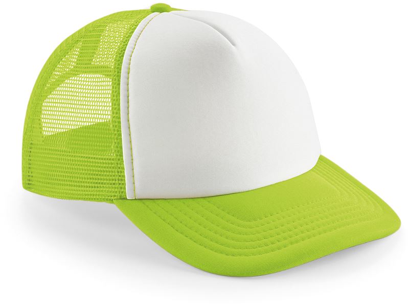 Levně Dětská 5 panelová polyester. síťovaná kšiltovka - lime green/white