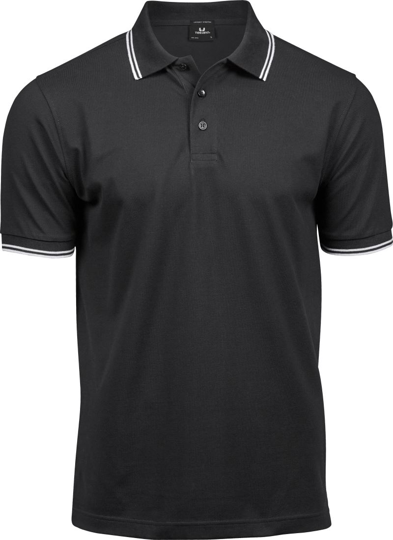 Levně Pánské elastické piqué polo z těžké bavlny - black/white