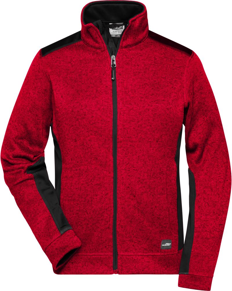 Levně Dámská pracovní pletená fleecová bunda - Strong - red melange/black