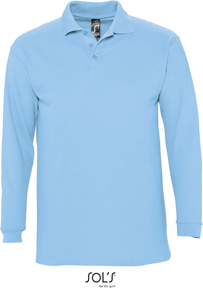 Levně Piqué polo s dlouhým rukávem - sky blue