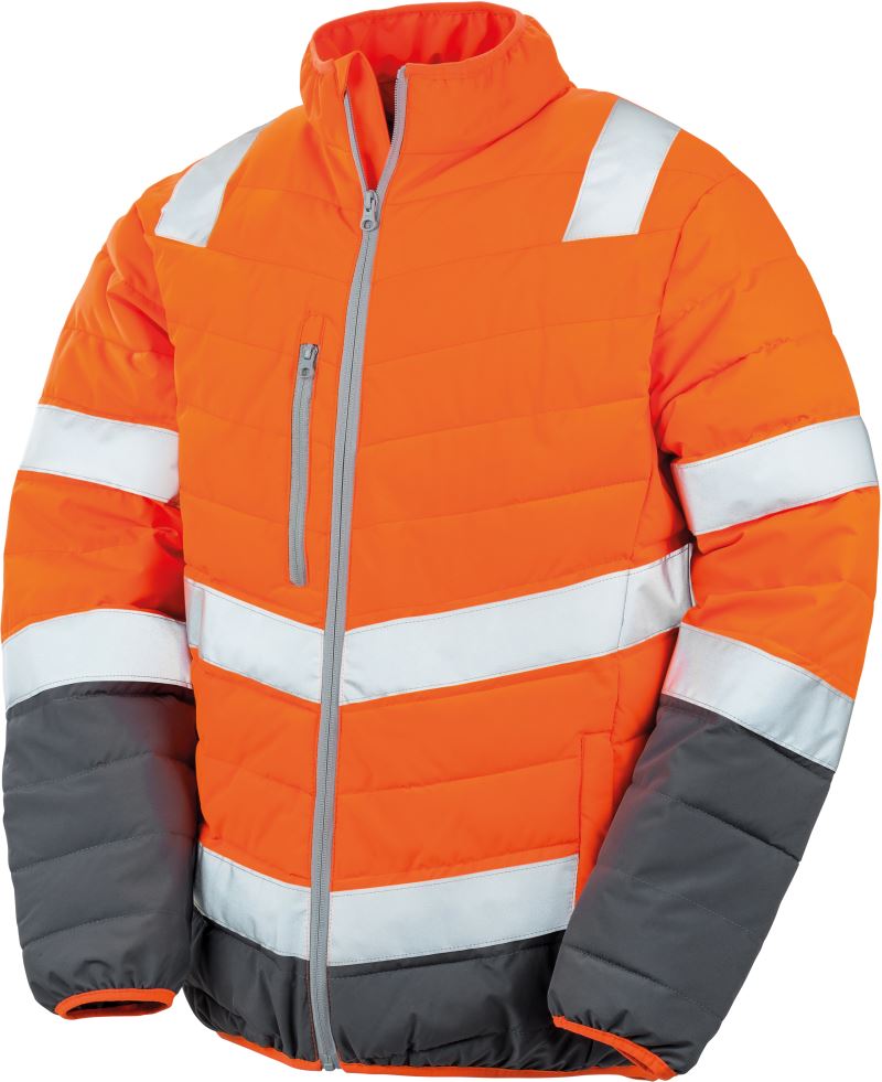 Levně Pánská bezpečnostní bunda - fluorescent orange/grey