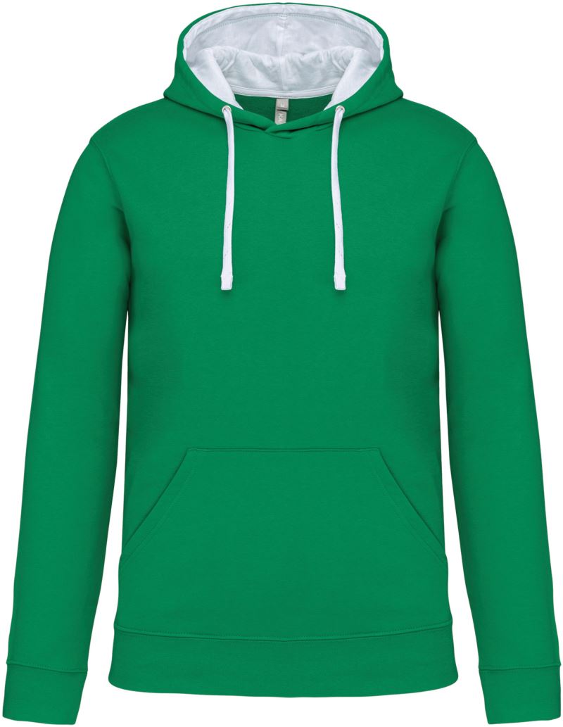 Levně Kontrastní mikina s kapucí - light kelly green/white