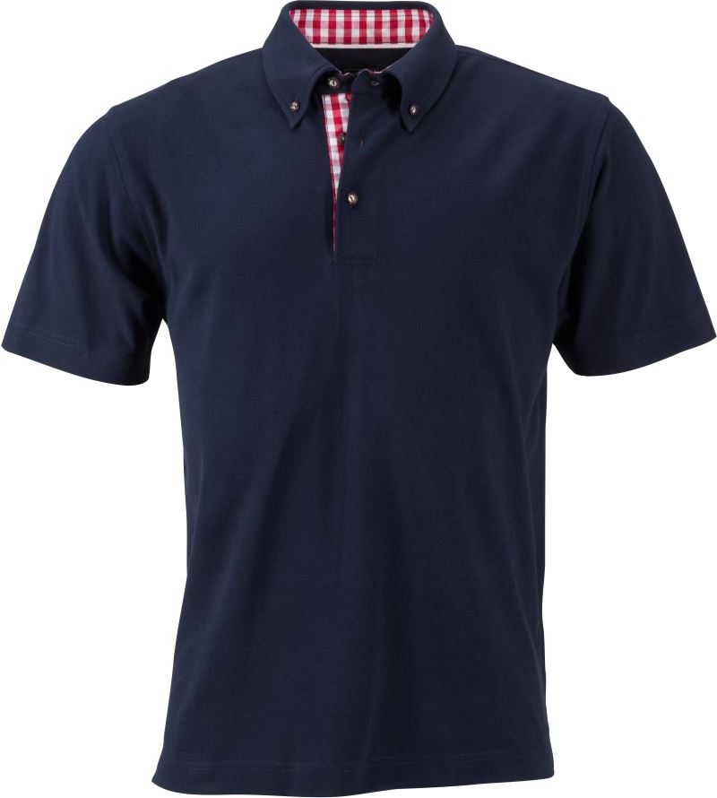Levně Pánské piqué polo v tradičním krojovém vzhledu - navy/red/white