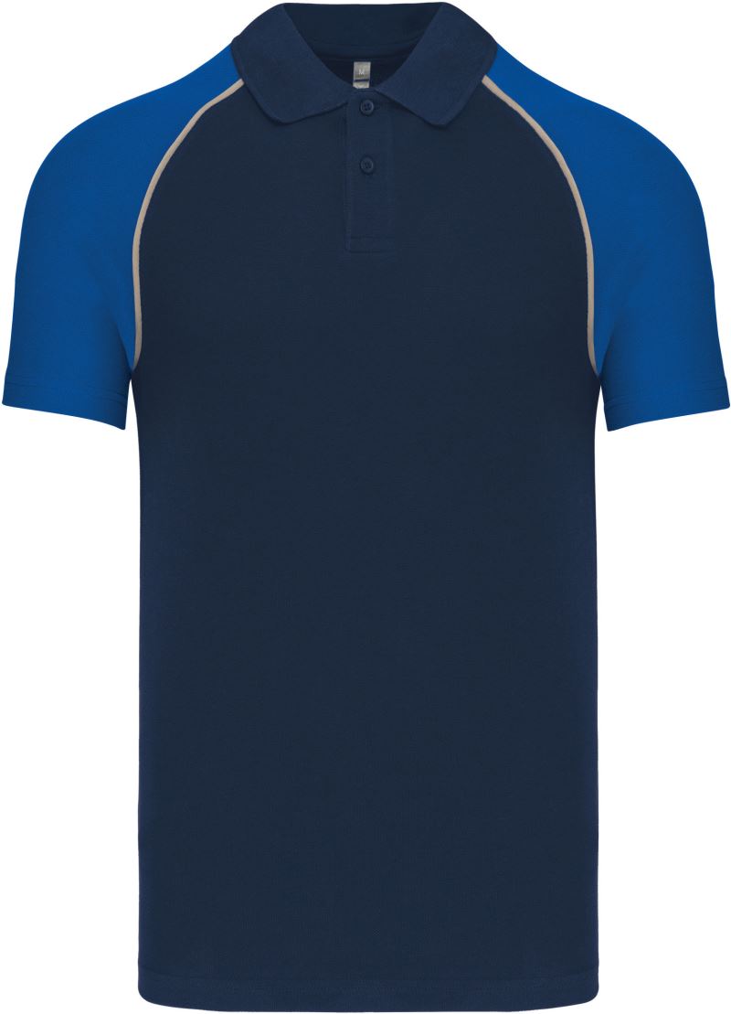 Levně Baseballové piqué polo - navy/light grey/royal blue