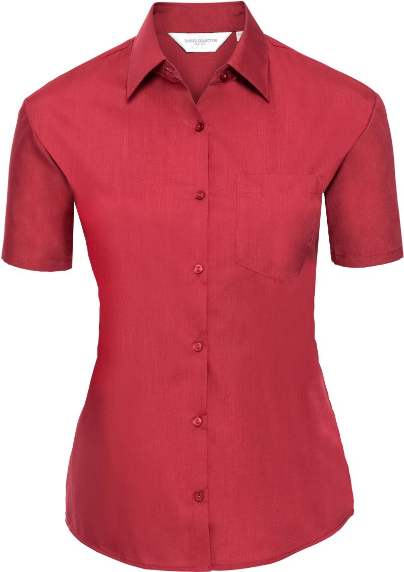 Levně Popelínová halenka s krátkým rukávem - classic red