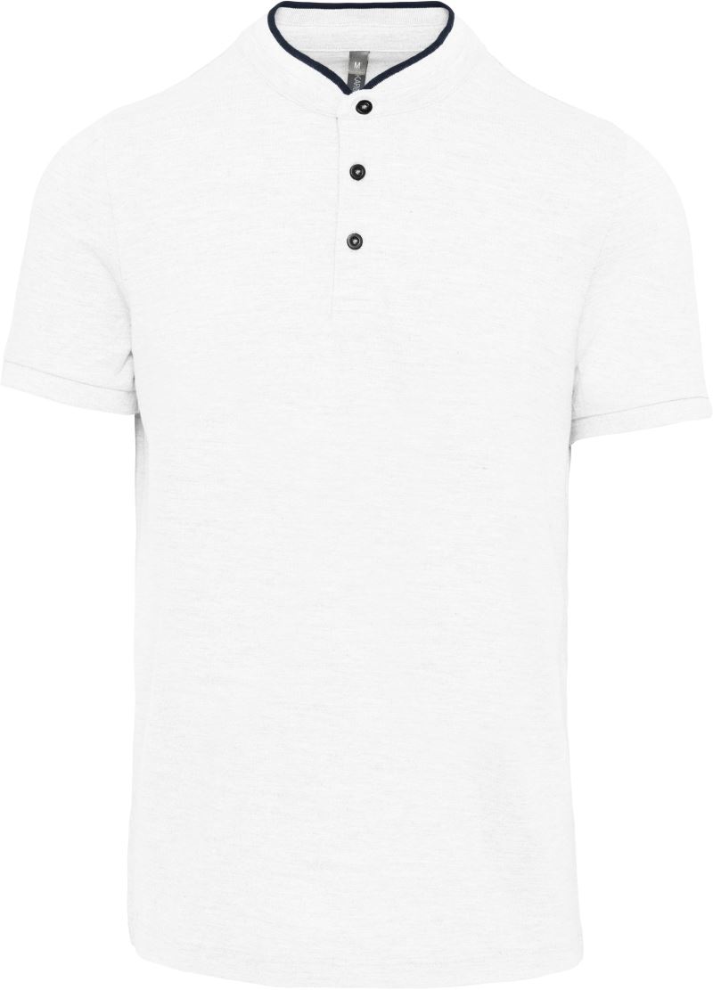 Levně Pánské polo s mao límcem - white/navy