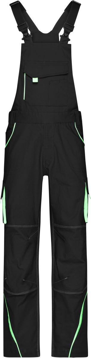 Levně Pracovní kalhoty s laclem - Color - black/lime green
