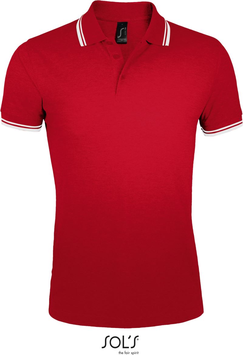 Levně Pánské piqué polo - red/white