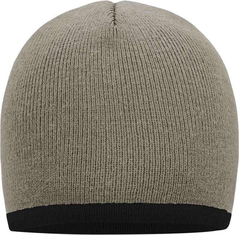 Levně Pletená čepice s kontrastním lemem - light grey/black