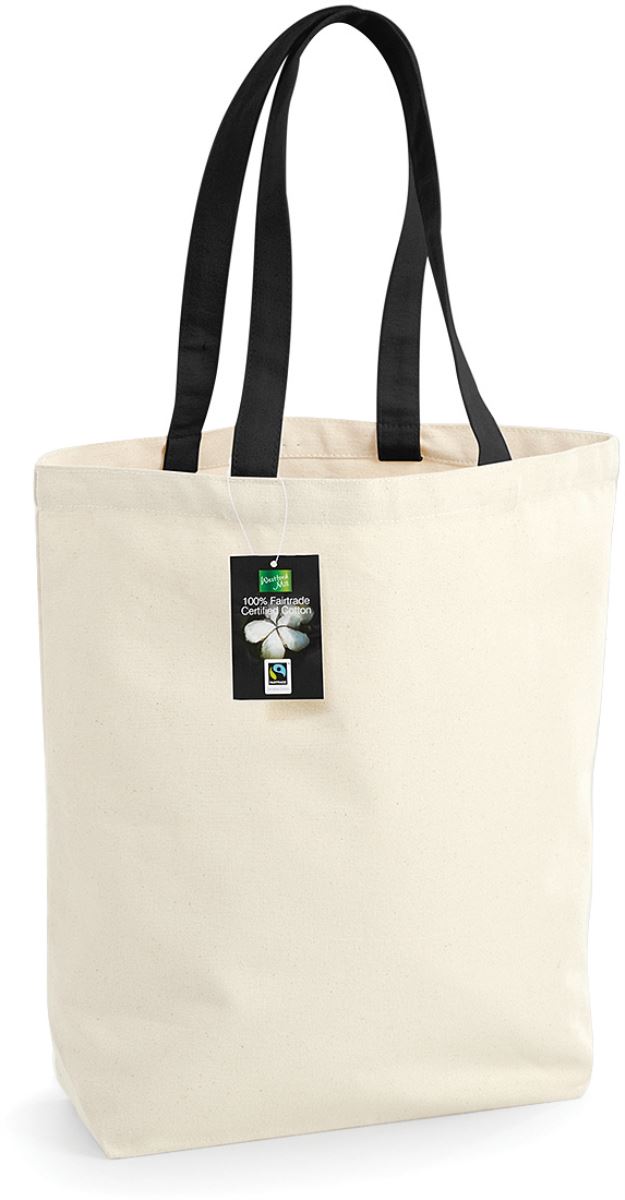 Fairtrade bavlněná nákupní taška - natural/black