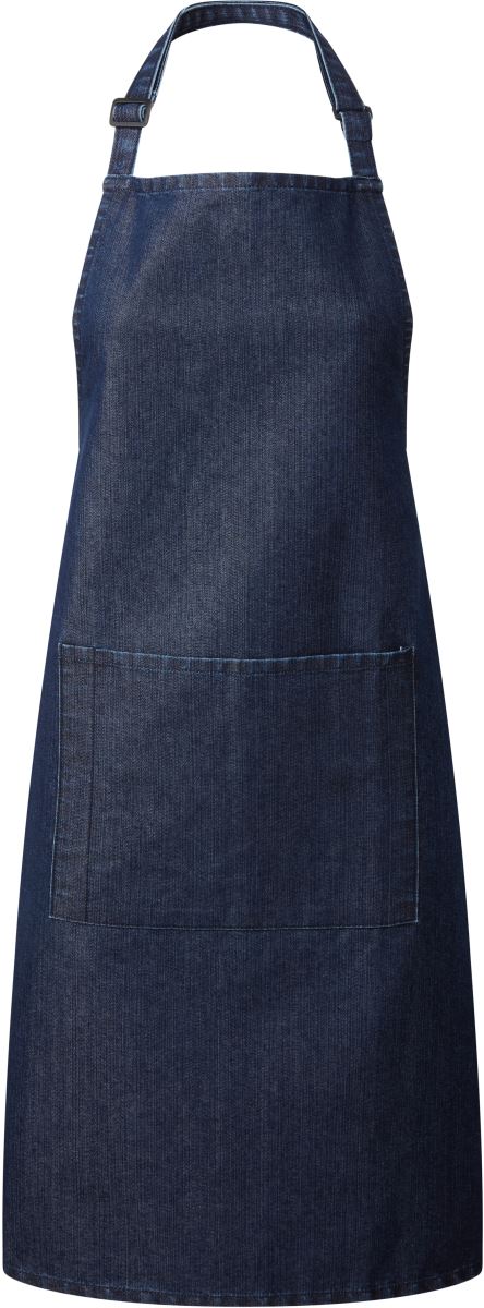 Levně Zástěra s laclem a kapsou na břiše "Colours" - indigo denim