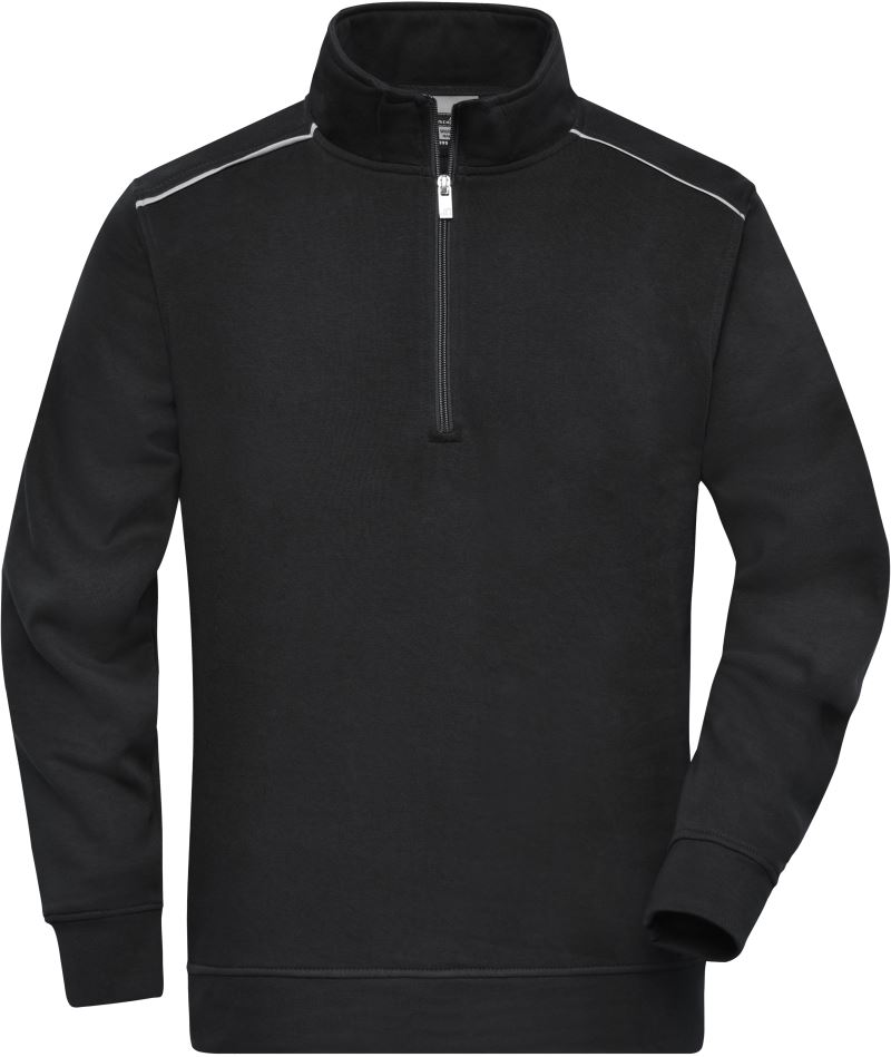 Levně Pracovní mikina s 1/4 zipem - Solid - black