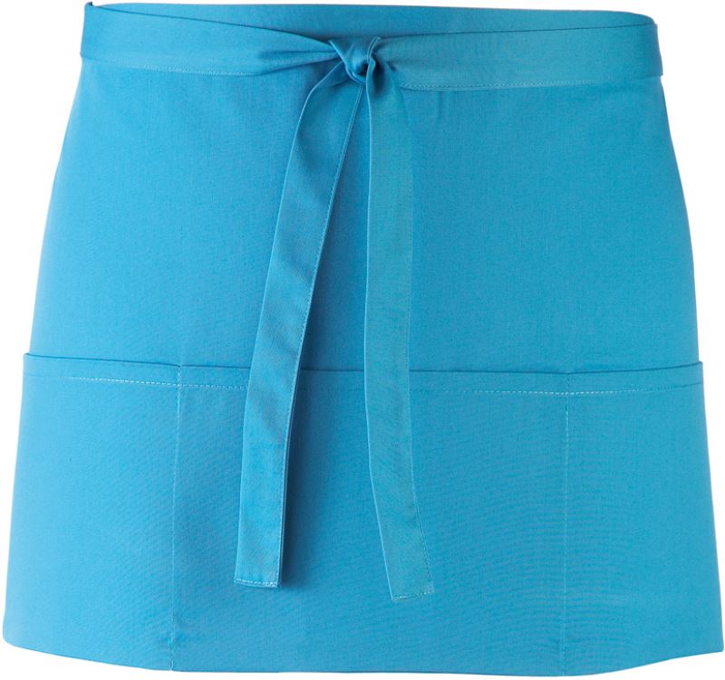 Levně Krátká zástěra do pasu s kapsou "Colours" - turquoise