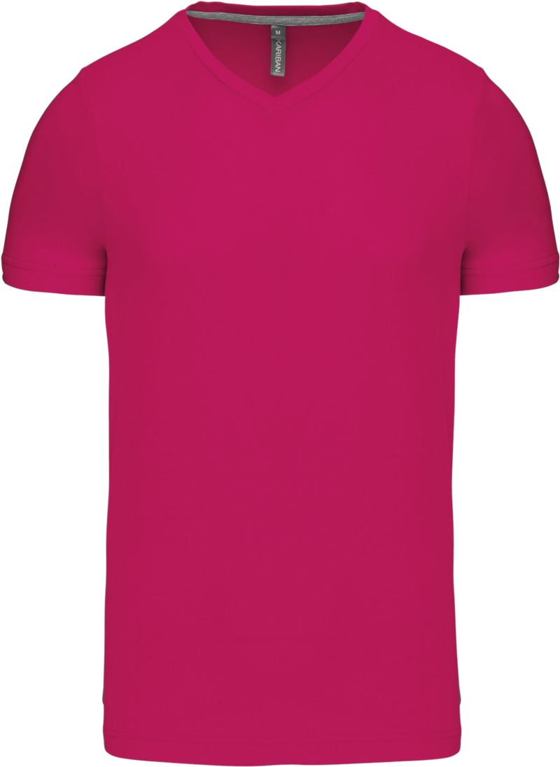 Levně Pánské tričko s výstřihem do V - fuchsia