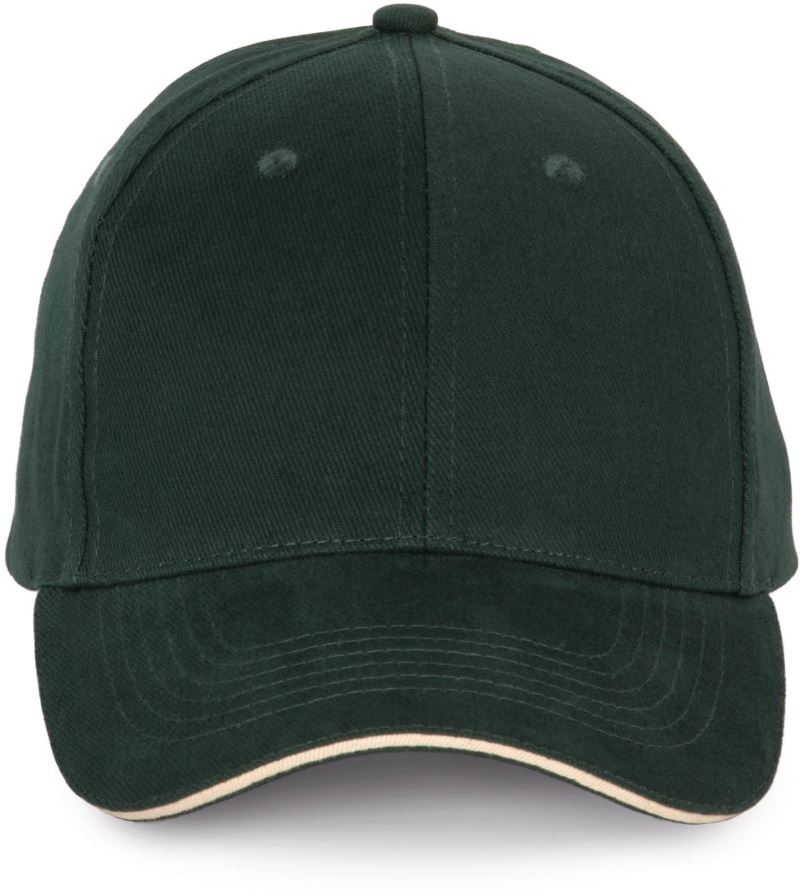 Levně 6 panelová sandwich kšiltovka - forest green/beige